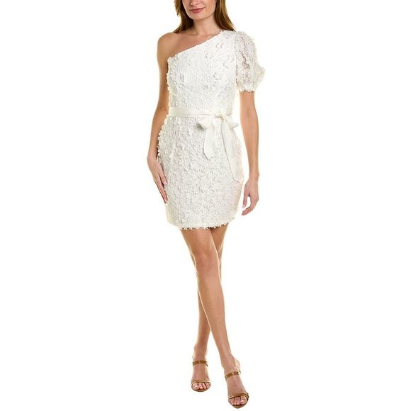 Adrianna Papell Women's Off The Shoulder 3 D Floral Sheath Dress Blue Size 6